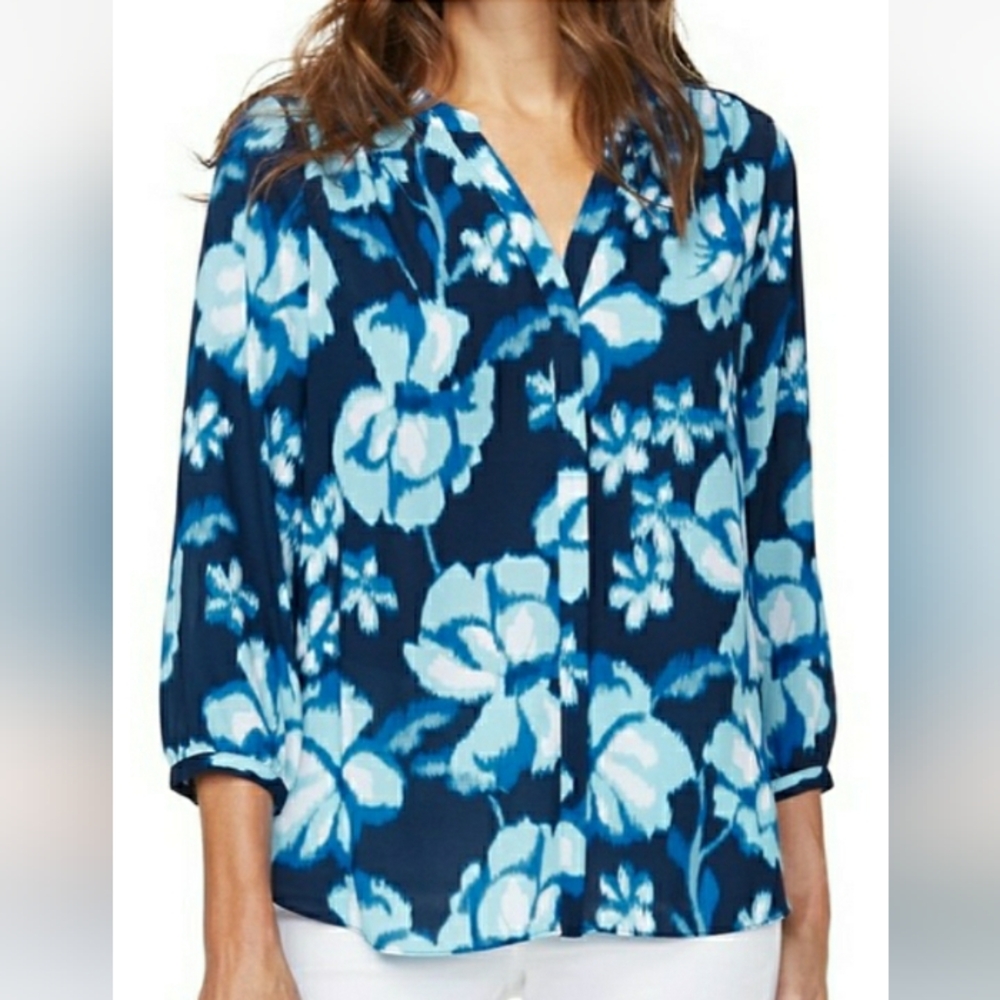Pintuck Blouse, Blue Passion Flower🪞